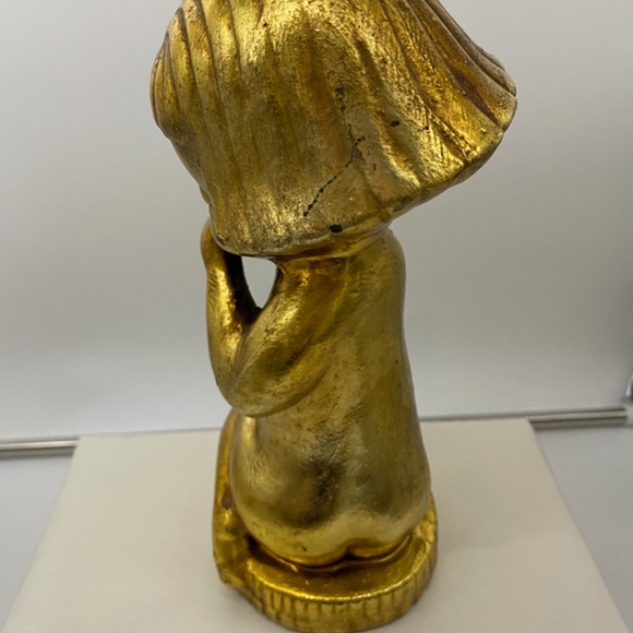 Rare Vintage Gold Finish Little Girl Figurine Piggy Bank - Picture 11 of 16